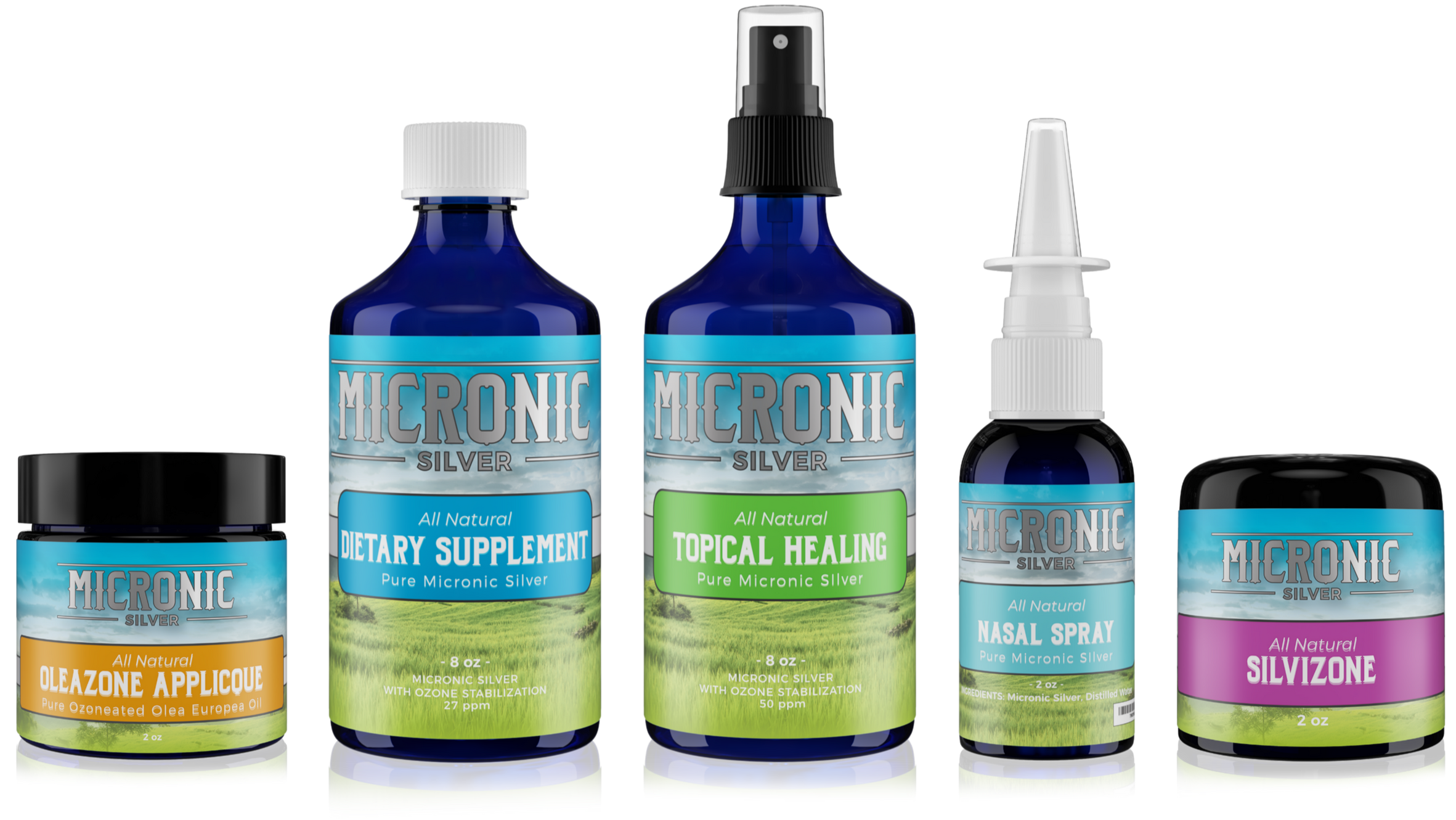 MicronicSilver product line bottles and jars
