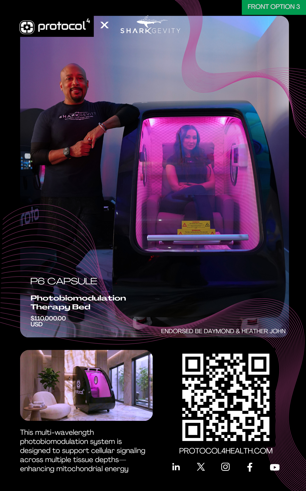 Protocol4 SharkGevity social graphic with Daymond and red light capsule